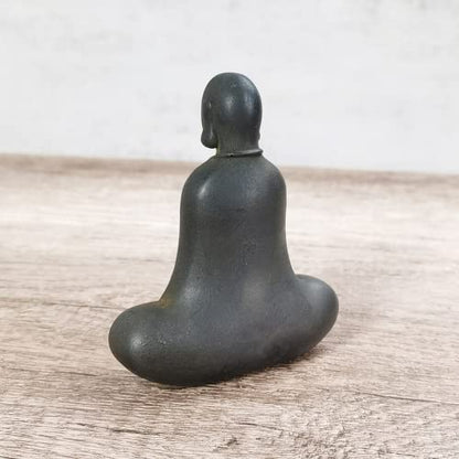 NA Solid Creative Cast Ironfaceless Buddha Statue Figurine, Black Abstract Study Meditation Room Garden Handmade Buddha Statue Sculpture