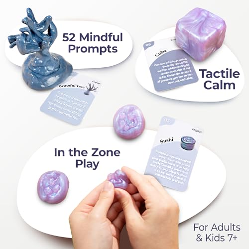 MindSculpt Fidget Putty Set | for Focus & Stress Relief | 52 Guided Calming Exercises | Kids 7+ & Adults | Two 3oz tubs: moldable Silicone Putty, no Drying Out | Mindfulness Gift | Desk Fidget | ADHD - size: MindSculpt Kit