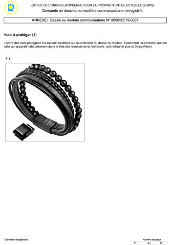 Mens Bead Leather Bracelet, Natural Bead, Steel and Leather Bracelet for Men Christmas Gift Idea