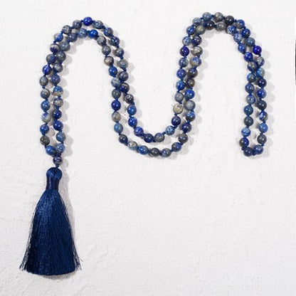 8mm Natural Stone 108 Mala Beads Necklace for Men and Women - color: Lapis Lazuli