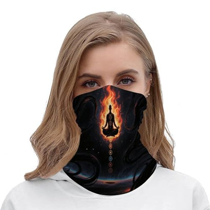 Blacklight Seven Chakra Yoga Meditation Neck Gaiter Personalized Soft Windproof Face Covers Cozy Winter Neck Warmer Gator Scarfs Multipurpose Fashion Breathable Bandana Face Mask Scarf for Adult