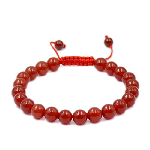 AD Beads Unisex 8mm Gemstone Bracelets Healing Macrame Adjustable 7-9 Inches || wear this healing natural gemstone bracelet help to erase your pain and fear || recover your energy||| - color: Red Agate