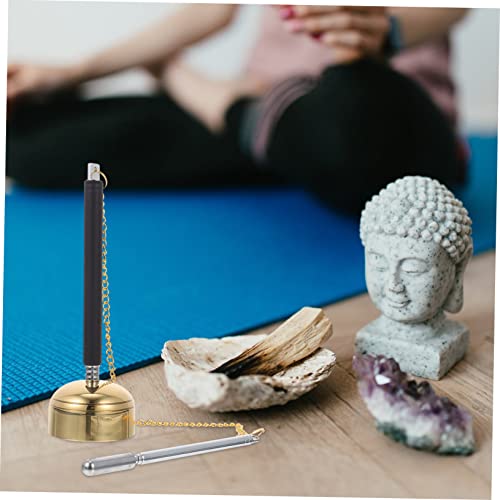 FRCOLOR Adjustable Wooden Chime Buddhist Ritual Utensil for Temple Supplies Extendable Meditation Bell Carved Design for Prayer and Chanting