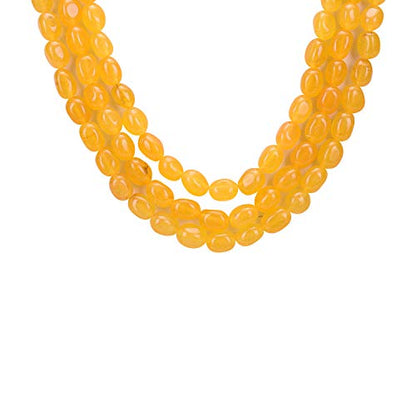 Ratnavali Jewels Quartz Multi Layer Strand Mala Beads Party Wear Necklace Jewelry Women RV3415 - color: Yellow