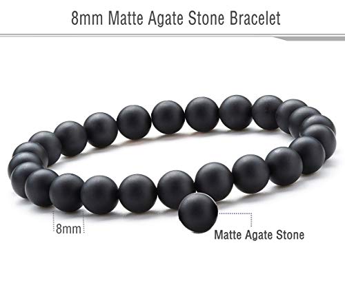 Men Women 8mm Natural Stone Lava Rock Diffuser Bracelet Elastic Yoga Agate Beads Bracelet Bangle - color: Set 6