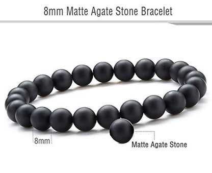 Men Women 8mm Natural Stone Lava Rock Diffuser Bracelet Elastic Yoga Agate Beads Bracelet Bangle - color: Set 3