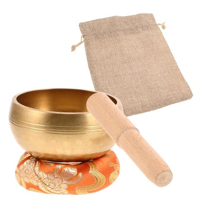 HEALLILY Nepal Hand-hammered Singing Bowl Set 8cm Copper Meditation Sound Bowl with Mallet, Cushion, and Carrying Bag for Yoga Mindfulness and Spiritual Relaxation