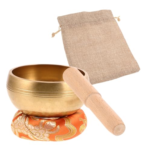 HEALLILY Nepal Hand-hammered Singing Bowl Set 8cm Copper Meditation Sound Bowl with Mallet, Cushion, and Carrying Bag for Yoga Mindfulness and Spiritual Relaxation