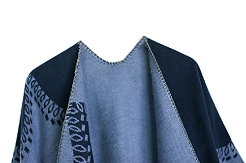Urban CoCo Women's Color Block Shawl Wrap Open Front Poncho Cape - color: Series 28-grey