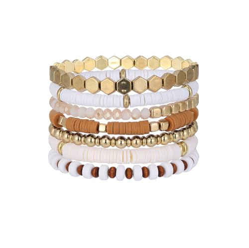 MILAKOO Mens Beaded Bracelets Tribal Wooden Elastic Adjustable Prayer Beads Wrap Cuff for Women - color: S: 8pcs