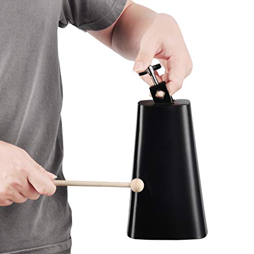 Eastrock 9 inch Metal Steel Cow Bells Noise Makers Hand Percussion Cowbell with Stick for Drum Set - size: 9''