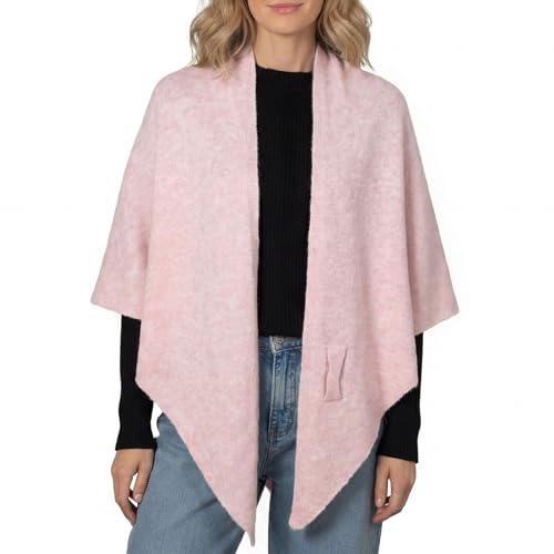 RIIQIICHY Shawl Wrap Women Pashmina Triangle Cape Knit Sweater Scarf for Fall Winter Fashion Accessory - color: Pink
