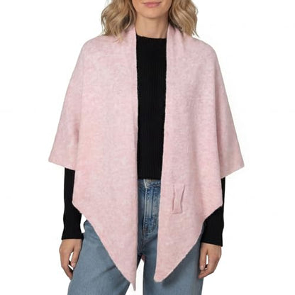 RIIQIICHY Shawl Wrap Women Pashmina Triangle Cape Knit Sweater Scarf for Fall Winter Fashion Accessory - color: Pink