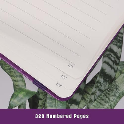 TIEFOSSI Lined Journal Notebook for Women Men, Leather Journal with Pen, A5 Evil Eye Hardcover Notebook for Work, Journaling, Travel & School, 100 GSM Thick Paper, 320 Numbered Pages, 6.2 x 8.3 in - color: Deep purple