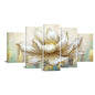 KREATIVE ARTS Large 5 Pieces Lotus Flower Blooming Wall Art Canvas Print Painting Modern Peaceful Still Life Artwork Zen Golden Floral Artwork for Meditation Room Decoration 60x32 Inches