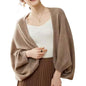 WaJuemy Shrug Sweater Shawl Wraps for Women Soft Cashmere Ponchos Sweater Cardigan Casual Open Front Top Cape Shawls - color: 15 Dark Khaki