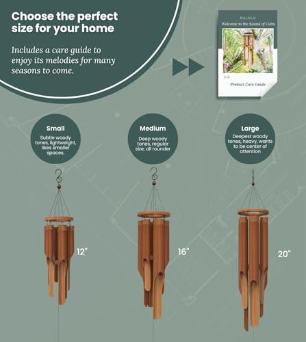 Classic Bamboo Wind Chimes - Outside Outdoor Wood Wooden Windchimes, Small, Handcrafted with Calming Deep Tones, Ideal Home Decor or Gift for Any Occasion - size: Small 35"