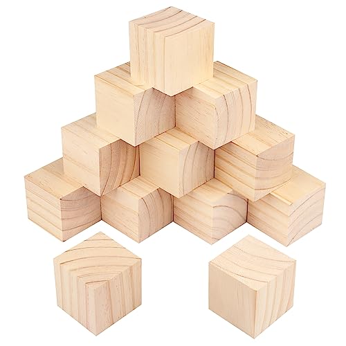 12 Packs Wooden Blocks for Crafts, 3.15 Inch Pine Wood Cubes, Wooden Cubes for Paint, Stamp, Decorate, DIY Projects and Personalized Gifts,by GNIEMCKIN. - size: 12 Packs 3.15 Inch