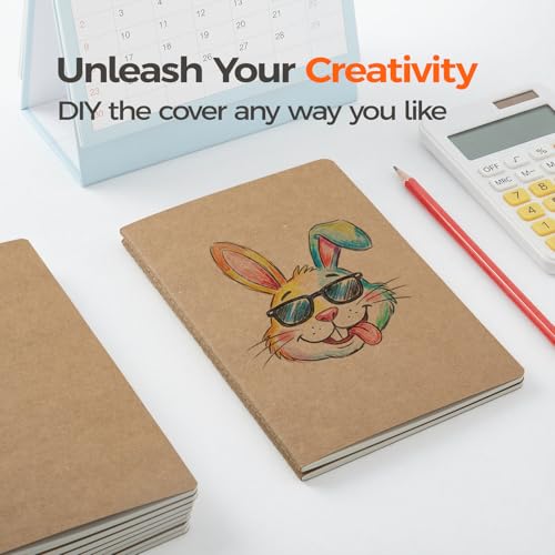 48 Pack Kraft Notebooks Bulk A5, 60 Pages Blank Unlined Journals, 8.3x5.5 Inches, Natural Kraft Cover Composition Notebooks for School Office Students Artists
