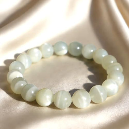 Natural Handmade Healing Chakra Bracelet - color: 10mm-Green Moonstone-FOR 7-8 INCH WRIST