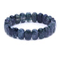 Keleny Semi Precious Stones 14mm Faceted Oval Beads Crystal Rock Elastic Bangle 7.5 Inch - color: Green Moss Agate