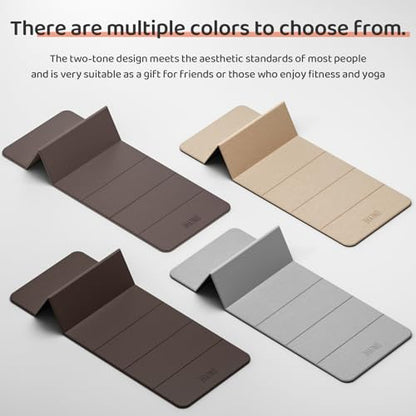 Foldable Yoga Mat Exercise Mat for Home Workout, Comfortable and Durable, 8mm Thick Portable Folding Mat, Non-Slip, Pilates Mat Thick, Outdoor Use, Meditation, Travel, Camping (71"x24" x 0.3") (Milk Coffee + Black) (Brown+Black)