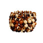 COLORFUL BLING Handmade Natural Wooden Beads Cuff Bracelet Woven Chunky Geometric Bangle for Women Summer Beach Boho Jewelry - color: mix flat