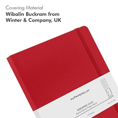 myPAPERCLIP Executive Series A5 Checks/Square Grid Notebook | 192 Pages, 80 GSM, Soft Cover, A5 (5.83 x 8.27 in) | Flat Lay | Bookmark, Elastic Closure & Back Pocket | Red - color: Red, size: A5, Checks