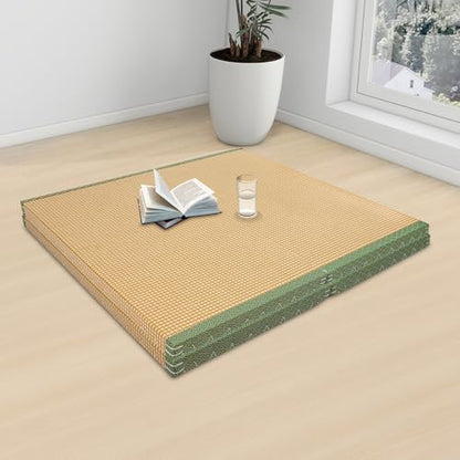 Coconut Fiber Floor Mat, 78"x39" Foldable Tatami Mattress, Breathable Meditation Mat, Eco-Friendly, Supportive Yoga/Bed Mat for Home, Meditation, Tea Room - color: Green