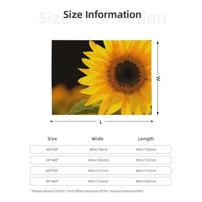 Wild Flower Sunflower Prints Throw Blanket (280g Flannel) Anti-Pilling Warm Fuzzy Blankets for Bed Sofa Couch Travel 50x40 Inch - color: Wild Flower Sunflower, size: 50x40 Inch