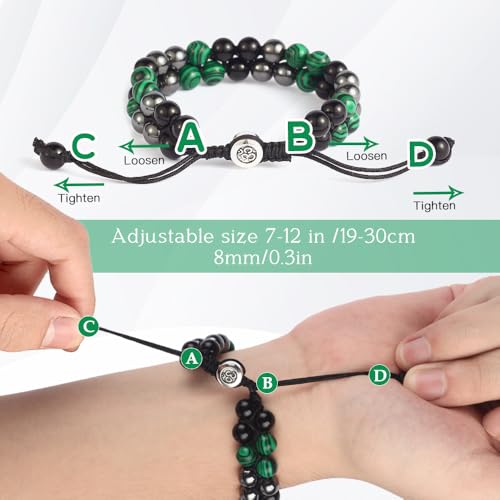 Triple Protection Bracelet - for Protect & Balance - Energy Crystal Handmade Bracelets for Men Women - color: Green