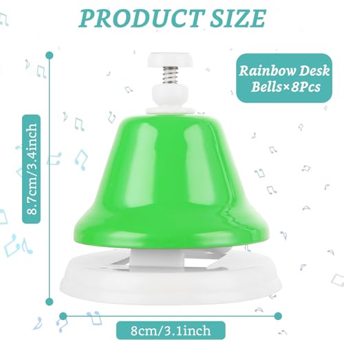 8 Pcs Rainbow Desk Bells, 8 Notes Diatonic Metal Musical Bells, Musical Bells Musical Learning for Musical Teaching Church