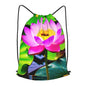 Lotus Flowers Drawstring Backpacks Polyester Bag For Yoga Meditation Fitness - size: Medium