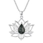 Lotus Necklaces for Women 925 Sterling Silver 7 Chakra/Yin Yang Pendant Necklace Spiritual Lotus Jewelry Birthday Yoga Gifts - style: Moss Agate-Lotus