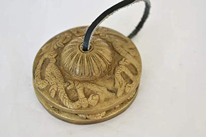 Tingsha/Tibetan Meditation Bell/Finger Cymbals with free Silk Case by Nepalese Handicraft Zone (2.8" Bronze Dragon)
