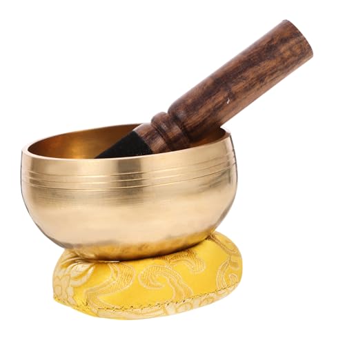 Tibetan Chanting Bowl Handcrafted Meditation Sound Bowl with Mallet and Cushion for Yoga Stress Relief Relaxation Healing Therapy Random Color
