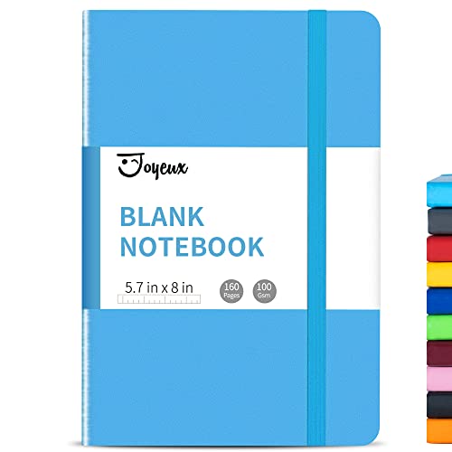 JOYEUX Blank Journal Notebook, A5, 160 Pages 100 Gsm Thick Sketch Books Hardcover Journal for Writing, 5.7 inches x 8 inches Notebooks for Work (Sky Blue) - color: Sky Blue