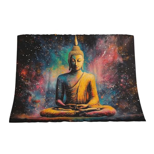 Meditating Monk Portrait Blanket,Double-Sided Fleece With Zen Artwork,Hypoallergenic & Lightweight,Perfect For Yoga Practitioners,Spiritual Gift,Suitable For Beds,Sofas And Offices 40x50 Inch