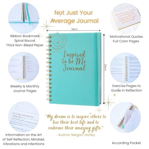 Journals for Women - Inspired to Be Me Journal -Self Care Gifts for Women - Journal with Weekly Intention & Reflection Pages - Gift for Women's Personal Growth & Healing Journey - Includes Inspirational Poem - color: teal