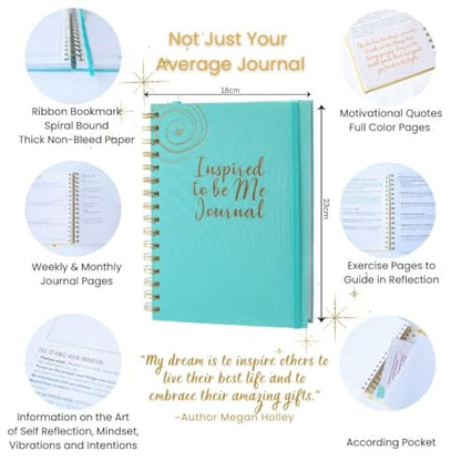 Journals for Women - Inspired to Be Me Journal -Self Care Gifts for Women - Journal with Weekly Intention & Reflection Pages - Gift for Women's Personal Growth & Healing Journey - Includes Inspirational Poem - color: teal
