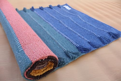 Jaipur art & Rugs Cotton Yoga Mat - Eco-Friendly Hand-Woven Rug - Non Slip & Thick (24”x72”x5mm) for Everyday Fitness at Home - Comfortable Extra-Long - color: Multicolor 6