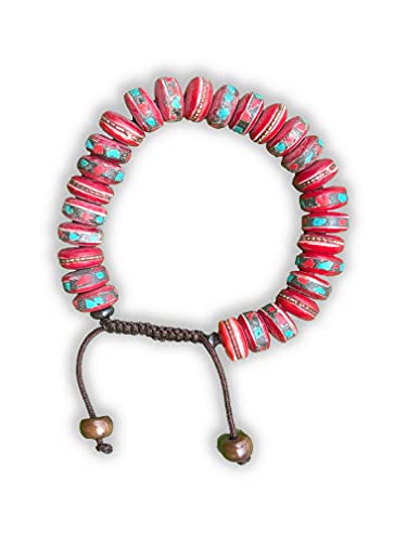 Handmade Tibetan Medicine Wrist Mala Bracelet – Buddhist Meditation Prayer Beads Healing Mala - style: Red Healing medicine bracelet