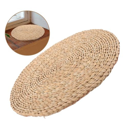 Happyyami Japanese Style Hand Woven Floor Pillow Cushion for Meditation and Yoga Decorative Meditation Pad Comfortable Seating for Home and Temple Use Dark