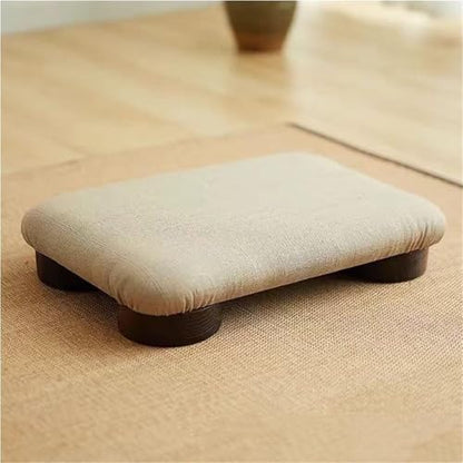 Meditation Floor Cushion with Wooden Legs,Portable Seating Pillow for Yoga, Tea Ceremony,and Living Room, Soft Linen Fabric, Low Profile Floor Seat for Adults, Large