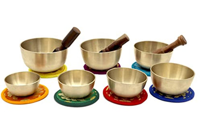 KHUSI,Tibetan Singing Bowl Set -Seven Chakra Healing Design Meditation Sound Bowl - Ideal for Meditation, Yoga, Mindfulness Healing Usage - Set of 7