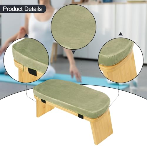 Vaveren Yoga Meditation Bench Meditation Stool for Extended Practice Folding with Removable Cushion Comfortable Kneeling Stool Chair - color: Green