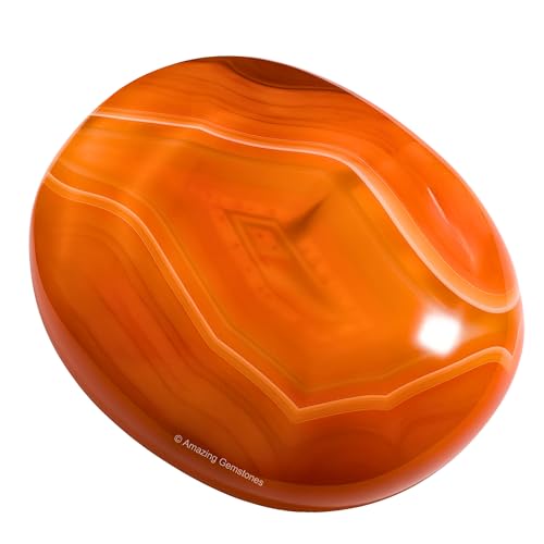 Amazing Gemstone Carnelian Crystals and Healing Stones - Large Palm Stone Crystals Piedra - Crystal for Good Luck, Balanced Positive Energy, Meditation - Unique Stocking Stuffers, Gifts for Women, Men - color: Carnelian