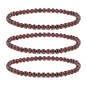 Justinstones Gem Semi Precious Gemstone 3pcs 4mm Round Beads Stretch Bracelet 6.5 Inch Unisex - color: Garnet