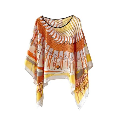 Women's Satin Cover Up Short Poncho Tops Sheer Chiffon Boho Pashmina Shawl Beach Soft Shawl - color: Style29