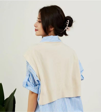 WaJuemy Sweater Shawl Wraps for Women Sweater Knitted Knotted Shawls Travel Casual Scarf Cape Shoulder Tops Fashion Wrap - color: Beige